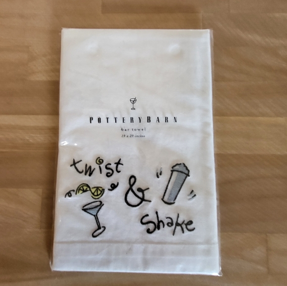 Pottery Barn Twist & Shake Vintage Cotton Bar Towel Cocktails - Picture 1 of 11